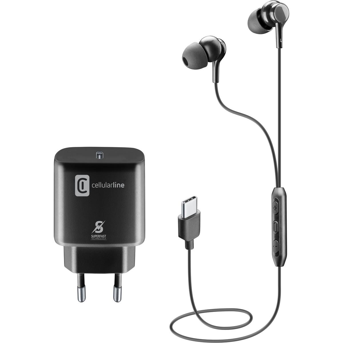 Set CHARGE & MUSIC KIT aus In-Ear Headset und Reiselader 25W für USB Type-C  | CHARGEMUSICSMK