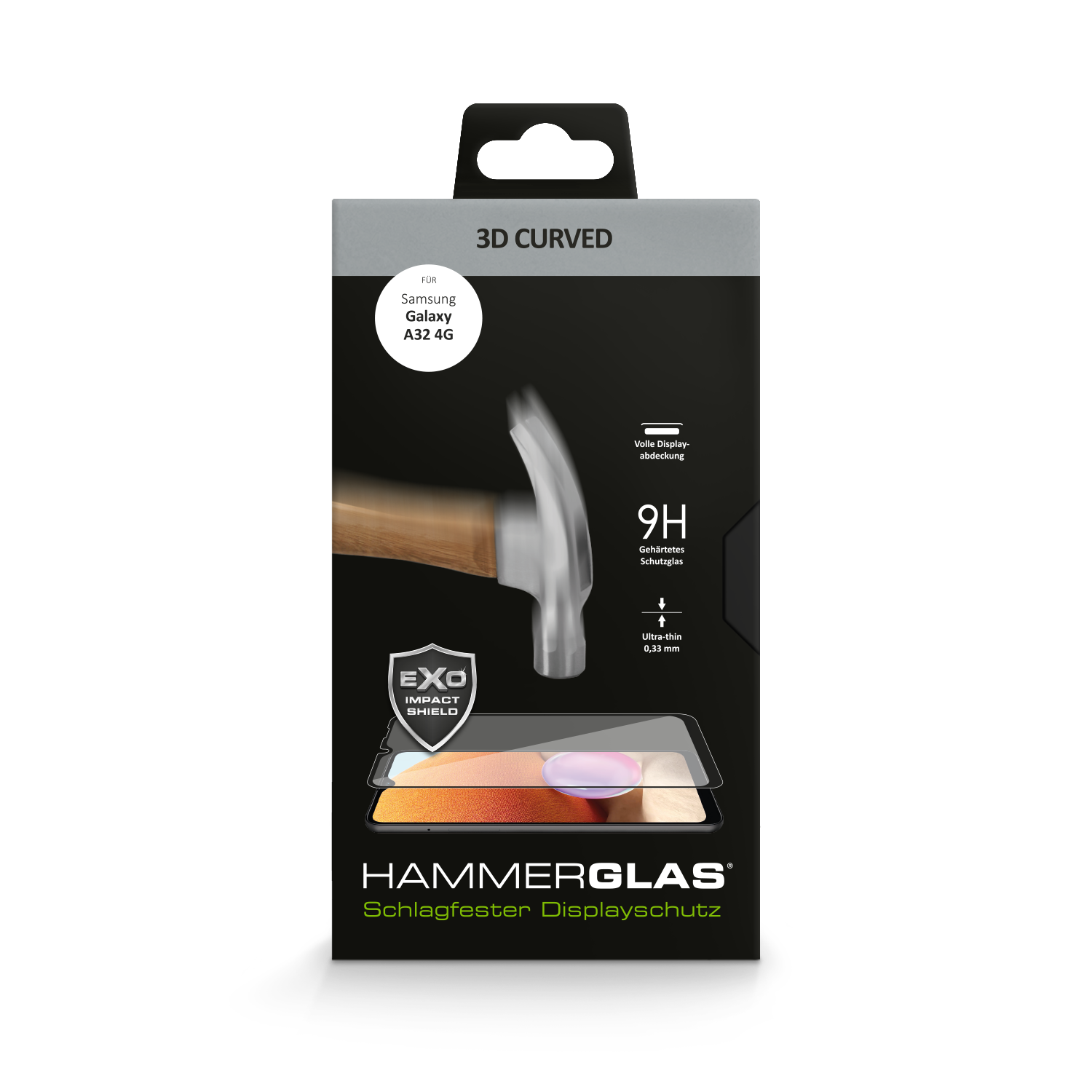 3D Curved Hammerglas für Samsung Galaxy A32 4G