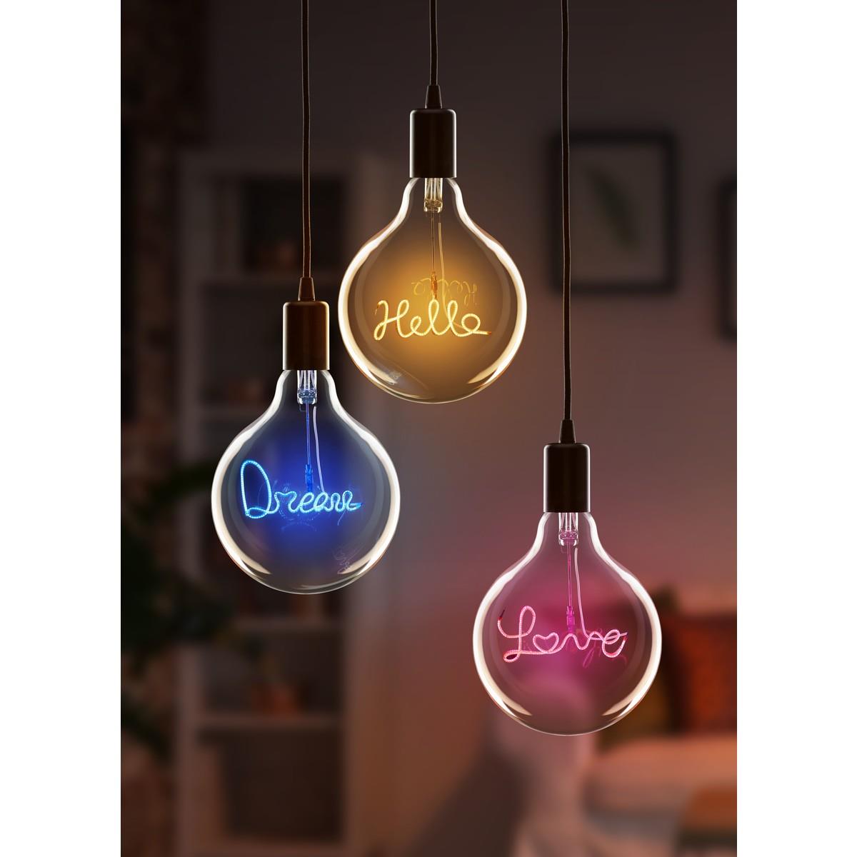 LED Deko-Glühbirne LOVE für E27 Lampenfassung
