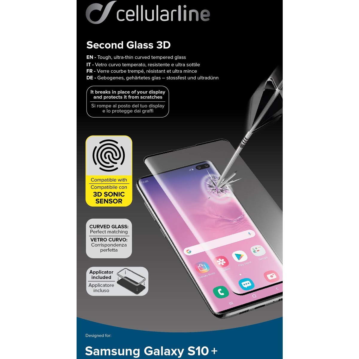 Schutzglas IMPACT GLASS CURVED für Samsung Galaxy S10 Plus