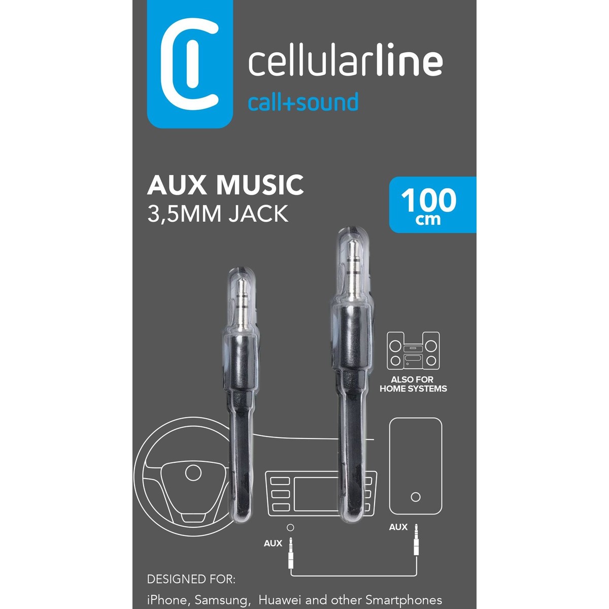Audiokabel AUX 100cm 3,5mm Klinke auf 3,5mm Klinke