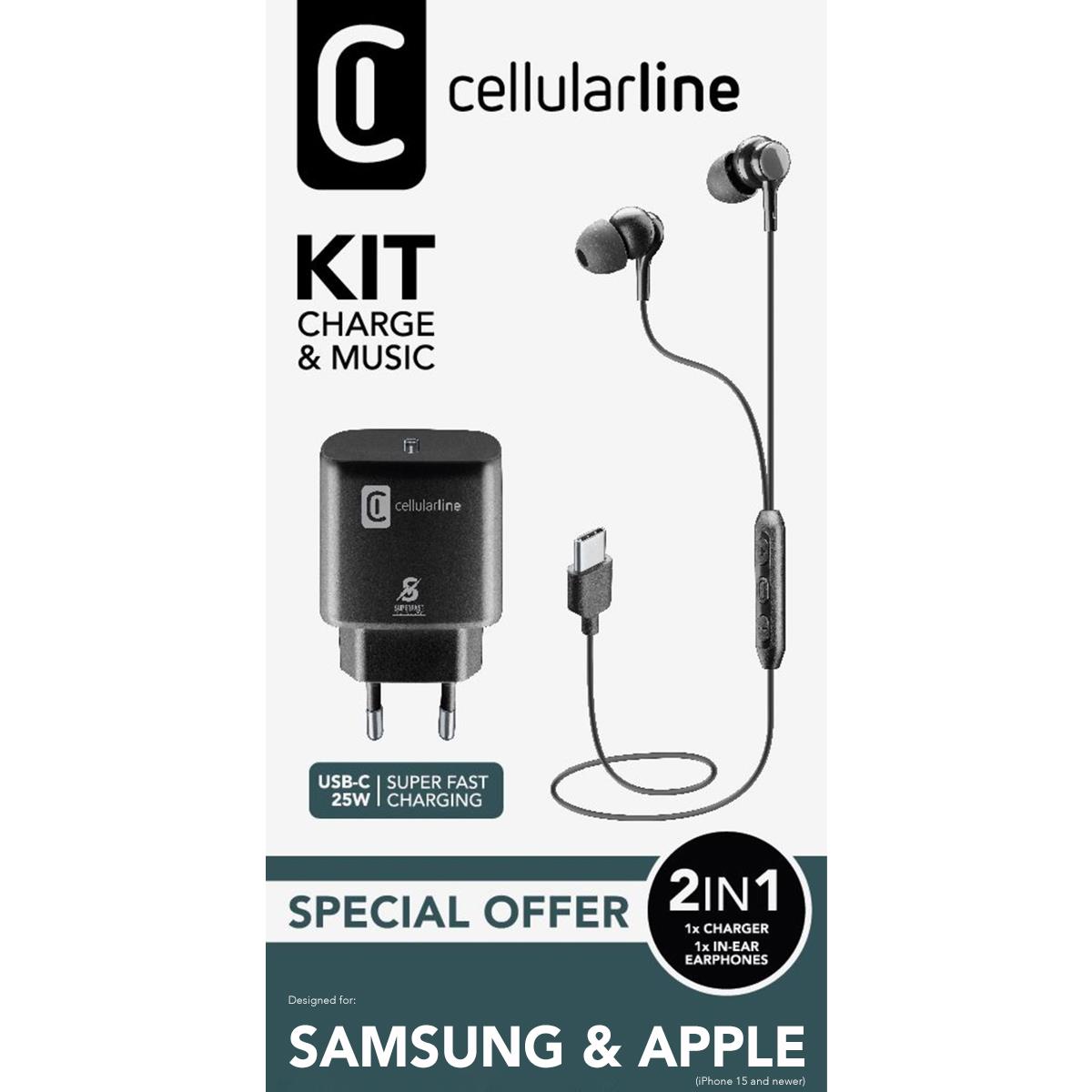 Set CHARGE & MUSIC KIT aus In-Ear Headset und Reiselader 25W für USB Type-C
